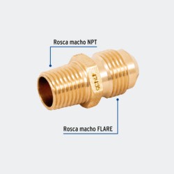 CONEXIONES TRUPER 47435 NIPLE TERMINAL DE LATÓN DE 3/8" X 1/4", FOSET