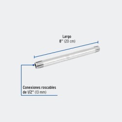 CONEXIONES TRUPER 47520 NIPLE DE ACERO GALVANIZADO 1/2" X 8", FOSET