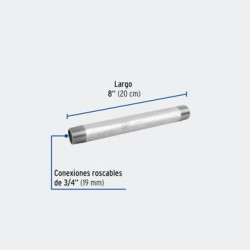 CONEXIONES TRUPER 47530 NIPLE DE ACERO GALVANIZADO 3/4" X 8", FOSET