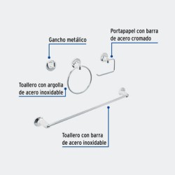 ACCESORIOS TRUPER 49164 JUEGO ACCESORIOS ACABADO CROMO, 4PZ ,AQUA