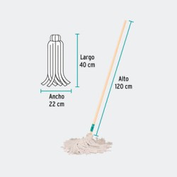 ARTÍCULOS DE LIMPIEZA TRUPER 57056 TRAPEADOR TIPO MECHUDO, 350 G CON BASTÓN DE 120 CM, KLINTEK