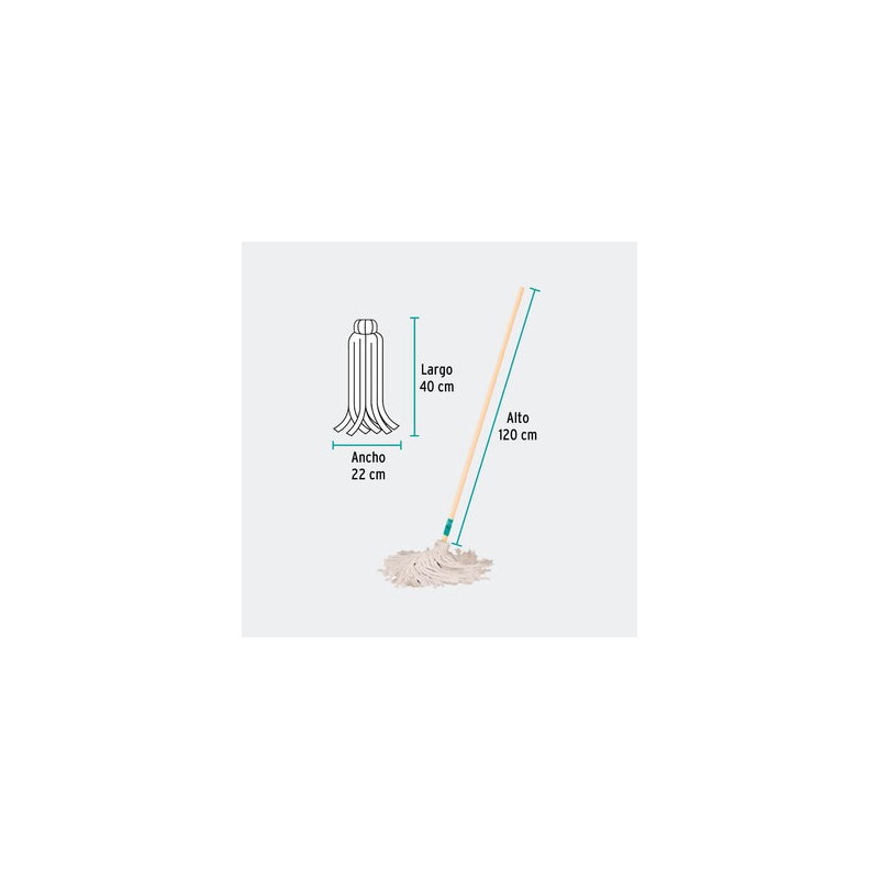 ARTÍCULOS DE LIMPIEZA TRUPER 57056 TRAPEADOR TIPO MECHUDO, 350 G CON BASTÓN DE 120 CM, KLINTEK