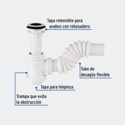 CÉSPOL TRUPER 49366 CÉSPOL DE BOTE P/LAVABO CON CONTRA, POLIPROPILENO, 1-1/4"