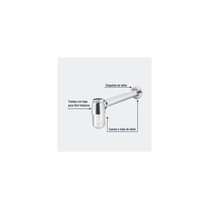 CÉSPOL TRUPER 49986 CÉSPOL DE BOTE PARA LAVABO SIN CONTRA, CROMO, 1-1/4", FOSET