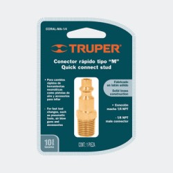 CONEXIONES TRUPER 19083 CONECTOR RÁPIDO, TIPO M, NIQUELADO, CUERDA 1/4 NPT, MACHO
