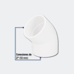 CONEXIONES TRUPER 45528 CODO 45° DE PVC DE 2", FOSET