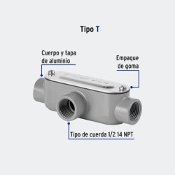 CONEXIONES TRUPER 46979 CONDULET 1/2" CONEXIÓN TIPO T, VOLTECK